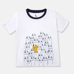 Cuddles for Cubs Kids White Graphic Printed Regular Fit Cotton T-shirt-picture-14