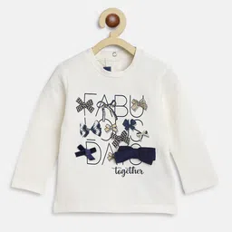 Chicco Girls Typography Printed Bow Attached Cotton T-shirt-picture-21