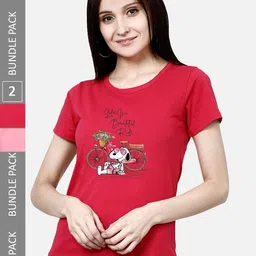 CHOZI Pack Of 2 Graphic Printed Cotton T-shirt-picture-44