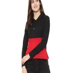 DEEPMAYRA COLLECTION Women Colourblocked Hooded Cotton T-shirt-image-59