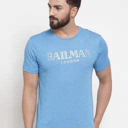 DOOR74 Men Blue Typography Printed T-shirt-picture-40
