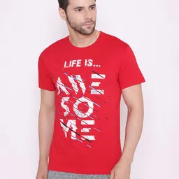 BODYACTIVE Men Red & White Typography Printed T-shirt-picture-37