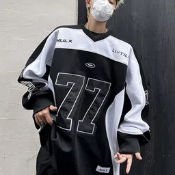 StyleCast Men Typography Printed V-Neck Oversized T-shirt image 1