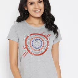 Marvel by Wear Your Mind Women GreyRed Graphic Printed Pure Cotton T-shirt-picture-18