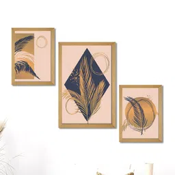 SAF Peach & Brown 3 Pieces Modern Art Premium Painting Framed Wall Art-picture-38