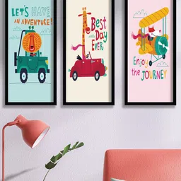 SAF Blue & White 3 Pieces Kids Room Painting Wall Arts-picture-20