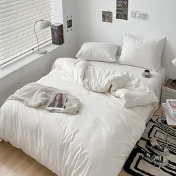 JC HOME White  4 Pcs AC Room Bedding Set image 1