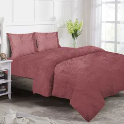 KLOTTHE Rust 4 pieces Solid Fitted Mild Winter Woolen Double King Bed Bedding Set-image-13