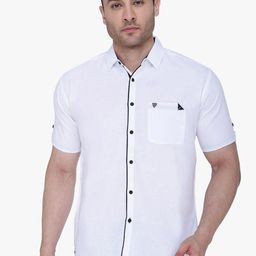 Kuons Avenue Men White Smart Slim Fit Half Sleeve Casual Shirt-picture-4