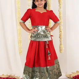 JBN Creation Girls Ethnic Motifs Woven Design Ready To Wear Lehenga-picture-27