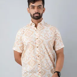 Firangi Yarn Men Beige Standard Printed Casual Shirt-picture-23