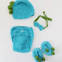 Woonie Infants 4-Pcs Blue Solid Baby Apparel Gift Set-picture-17