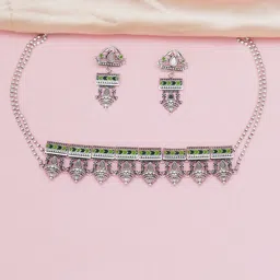 Voylla Oxidised Silver-Plated Mirror-Work Jewellery Set-picture-12