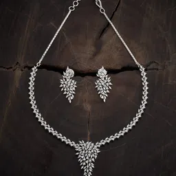 Kushal's Fashion Jewellery Silver-Plated Cubic Zirconia Studded Jewellery Set-picture-39
