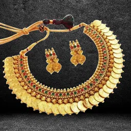 DIVASTRI Gold-Plated Artificial Stone-Studded & Beaded Jewellery Set-picture-17