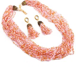 Jewar Mandi Gold-Plated Crystal Studded & Beaded Jewellery Set-image-0