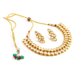 Jewar Mandi Gold-Plated Kundan Studded Jewellery Set-picture-26