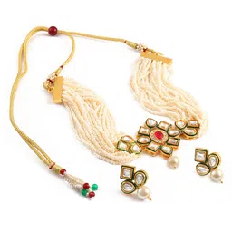 Jewar Mandi Gold-Plated Kundan-Studded & Beaded Jewellery Set-picture-36