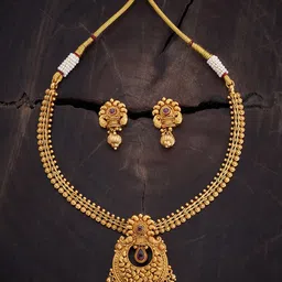 Kushal's Fashion Jewellery Gold-Plated Stone Studded Antique Jewellery Set-picture-16