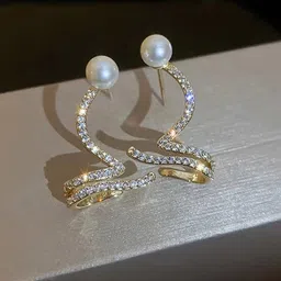 VAGHBHATT Gold-Plated Twisted Shining Studs Earrings-picture-25