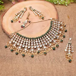 Swarajshop Women Gold-Plated Kundan-Studded Jewellery Set-picture-31