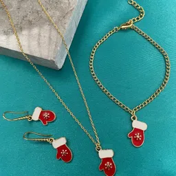 Digital Dress Room Gold-Plated Printed Christmas Jewellery Set-picture-12