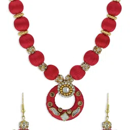 AKSHARA Girls Gold-Plated Stone-Studded & Pearl Beaded Jewellery Set-image-37