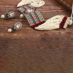 Jewar Mandi Silver-Plated Kundan Studded & Beaded Jewellery Set-picture-19