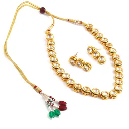 Jewar Mandi Gold-Plated Kundan Studded Jewellery Set-picture-38