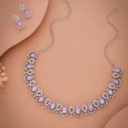 Lyriss Silver-Plated Stone-Studded Jewellery Set-picture-40