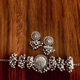 JMBW INTERNATIONAL Oxidised Necklace With Earrings-image-90