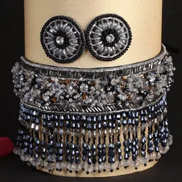 Adwitiya Collection Copper Stone-Studded & Beaded Jewellery Set-picture-39
