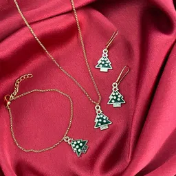 Digital Dress Room Gold-Plated Christmas Tree Charm Necklace & Earrings With Bracelet-picture-27