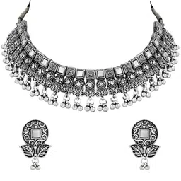 I Jewels Silver-Plated Choker Necklace Jewellery Set-picture-27