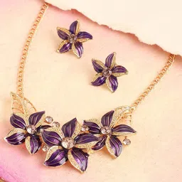 SOHI Gold-Plated Stone-Studded Jewellery Set image 1