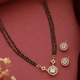 Saraf RS Jewellery Gold-Plated Artificial Stones & Beads Studded Mangalsutra Set image 1