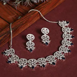 Jazz and Sizzle Silver-Plated & AD Stone Studded Jewellery Set-image-39