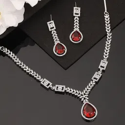 Jazz and Sizzle Silver Plated American Diamond Jewellery Set-picture-45