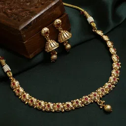 Adwitiya Collection Gold-Plated Stone Studded Jewellery Set-image-62