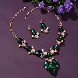 DressBerry Gold-Plated Stone-Studded Jewellery Set-image-27