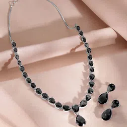 Rubans Rhodium-Plated Cubic Zirconia Studded Jewellery Set-picture-15