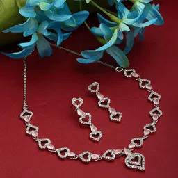 ZENEME Rhodium-plated Brass American Diamond Jewellery Set image 1