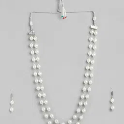 Anouk Silver-Plated Pearls-Studded Layered Jewellery Set image 2