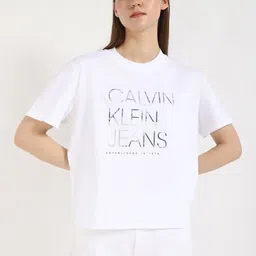 Calvin Klein Jeans Women Typography Printed Round Neck Cotton T-shirt-picture-21