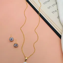 ABDESIGNS Gold-Plated American Diamond-Studded Jewellery Set-image-39