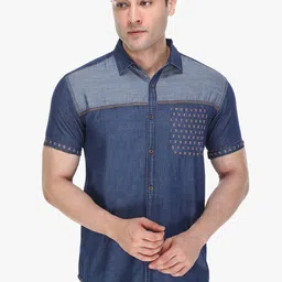 Kuons Avenue Men Blue Slim Fit Opaque Denim Casual Shirt-image-75