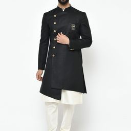 KISAH Asymmetric Cotton Sherwani Set-picture-28
