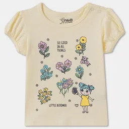 R&B Girls Floral Printed Round Neck Cotton T-shirt-picture-34