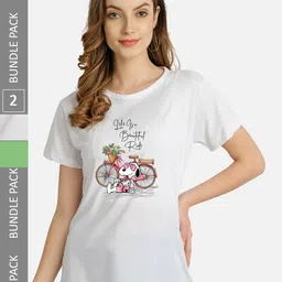 CHOZI Pack Of 2 Graphic Printed Short Sleeves Pure Cotton T-shirt-picture-39