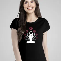 Pootlu Women Black Printed T-shirt-image-25